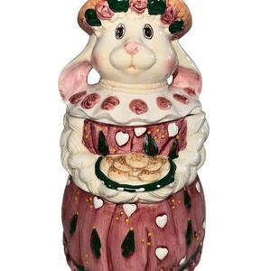 Vintage 1997 House of Lloyd Bunny Rabbit Cookie Jar 12" Hand-painted small chips